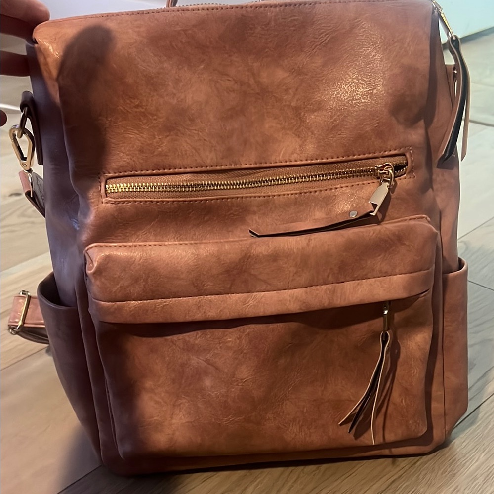 Brown Leather Backpack with Vintage Design